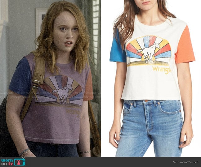 Wrangler Horse Graphic Crop Tee worn by Abby Hammond (Liv Hewson) on Santa Clarita Diet