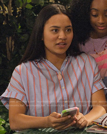Xuan’s blue and red striped shirt on No Good Nick