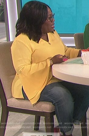 Sheryl’s yellow bell sleeve top on The Talk