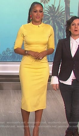 Eve’s yellow midi dress on The Talk