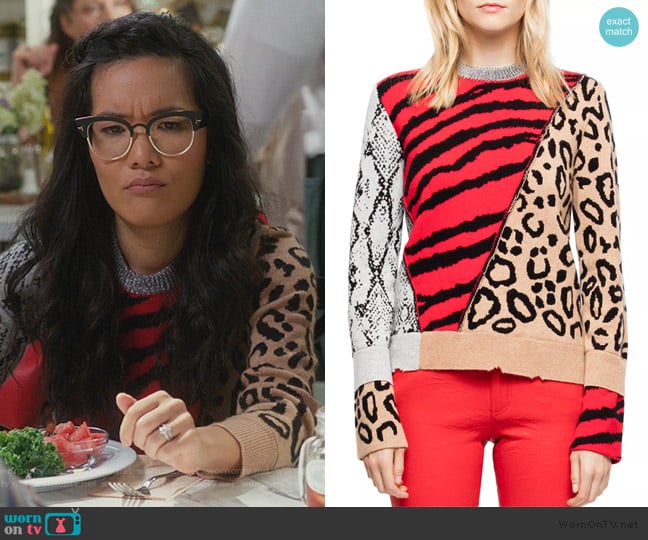 Delly Animal-Print Sweater by Zadig & Voltaire worn by Doris (Ali Wong) on American Housewife