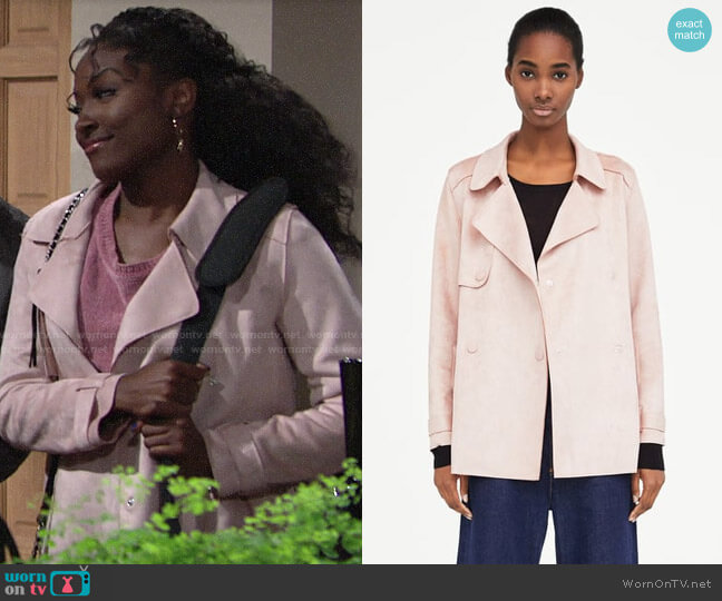 Zara Short Faux Suede Trench Coat worn by Ana Hamilton (Loren Lott) on The Young & the Restless