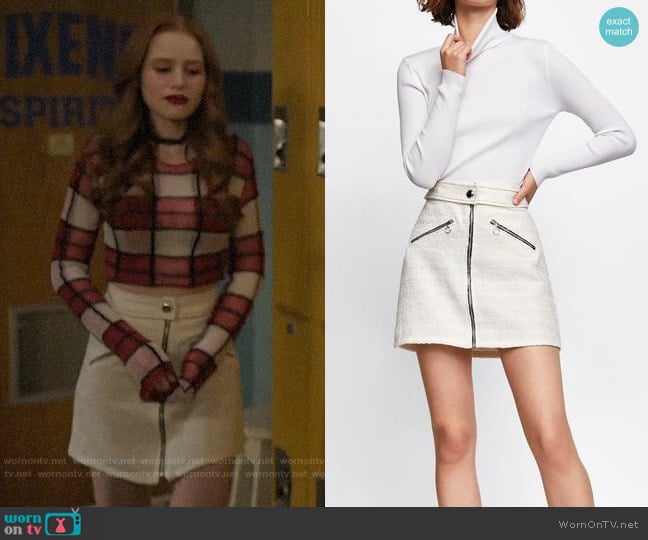 Zara Tweed Mini Skirt worn by Cheryl Blossom (Madelaine Petsch) on Riverdale