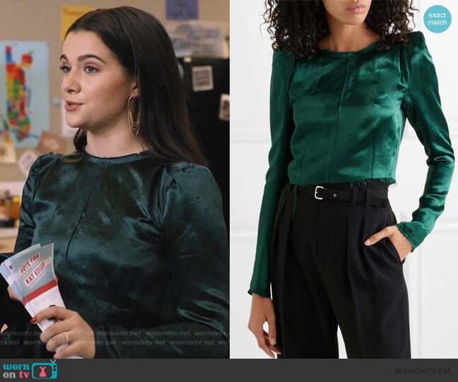 WornOnTV: Jane’s green satin blouse on The Bold Type | Katie Stevens ...