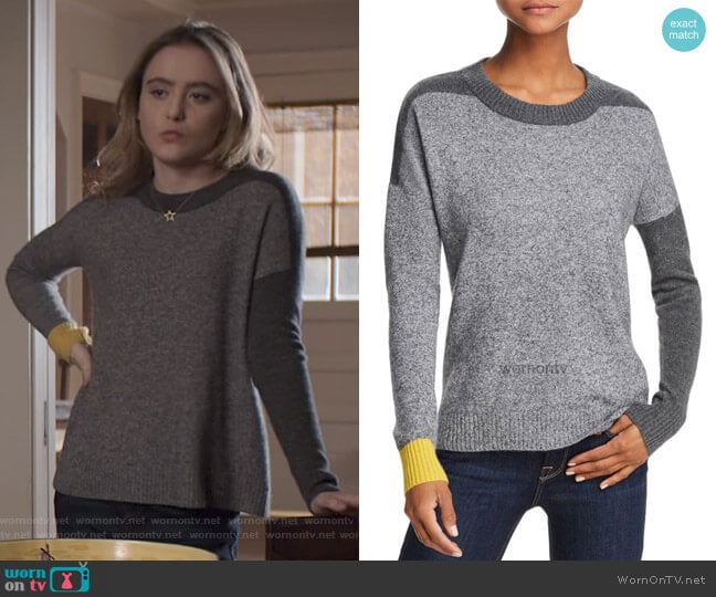 Color-Block Sweater by Aqua Cashmere worn by Allie Pressman (Kathryn Newton) on The Society