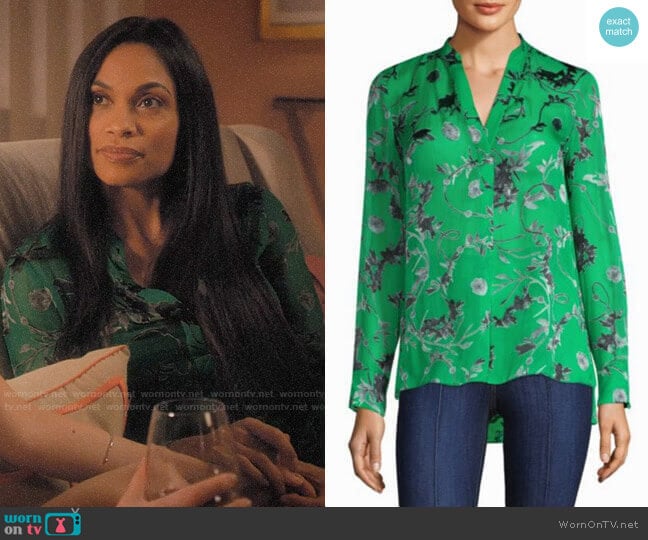 Alice + Olivia Amos Silk Tunic worn by Jane Ramos (Rosario Dawson) on Jane the Virgin