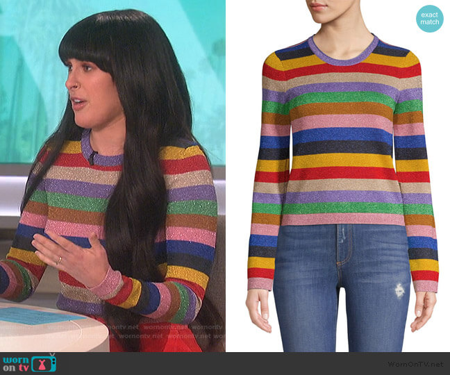 Rhodes Striped Pullover by Alice + Olivia worn by Rumer Willis on The Talk