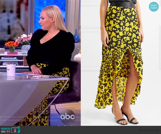 Sueann Silk Ruffle Midi Skirt by Alice + Olivia worn by Meghan McCain on The View