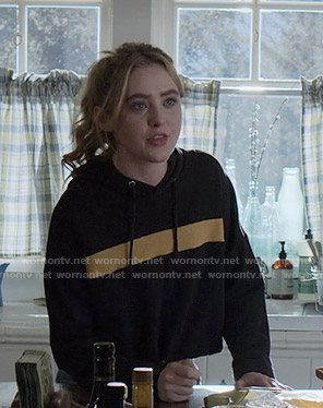 Allie’s black cropped hoodie on The Society