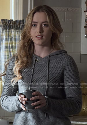 Allie’s grey hooded sweater on The Society