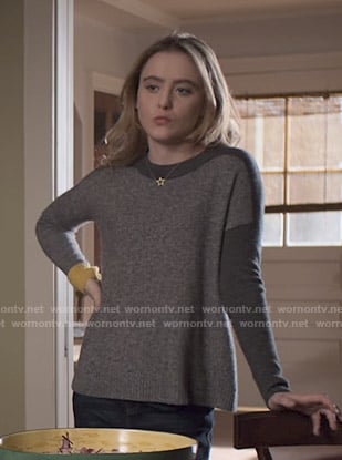 Allie's grey colorblock sweater on The Society