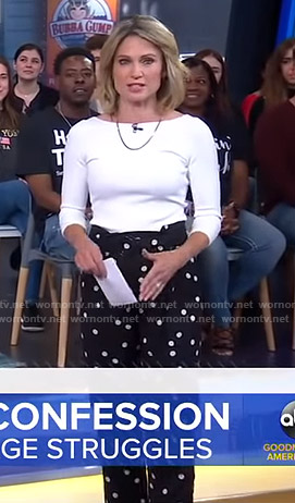 Amy’s black polka dot pants on Good Morning America