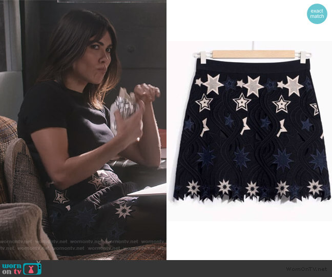 Embroidered Star Skirt by & Other Stories worn by Cassidy Barrett (Daniella Pineda) on What/If