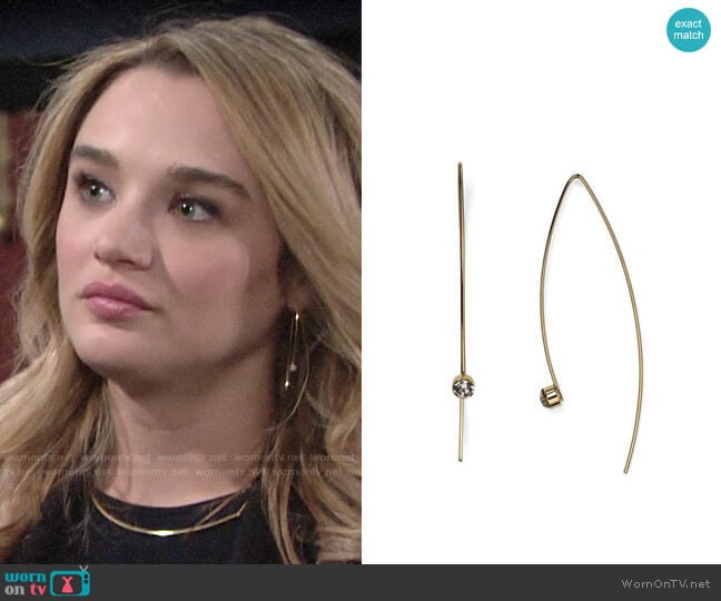 Aqua Alina Threader Earrings worn by Summer Newman (Hunter King) on The Young and the Restless