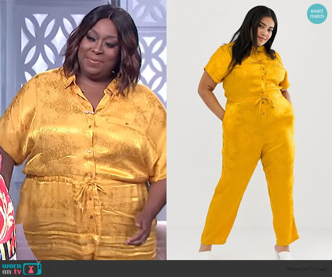 WornOnTV: Loni’s yellow metallic print jumpsuit on The Real | Loni Love ...