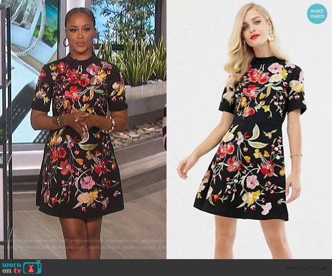 WornOnTV: Eve’s black floral embroidered dress on The Talk | Eve ...