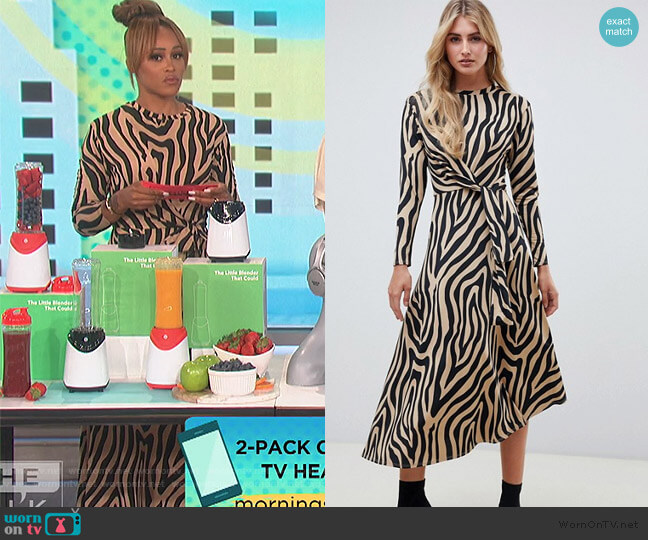 Tie Waist Maxi Dress in Animal Print by ASOS worn by Eve  on The Talk
