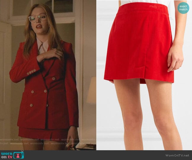 Alexa Mini Skirt by Bella Freud worn by Kirby Anders (Maddison Brown) on Dynasty