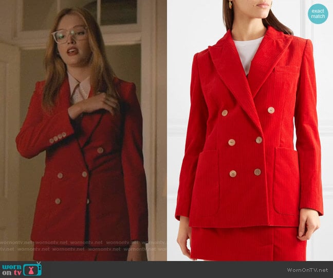 Bianca Blazer by Bella Freud worn by Kirby Anders (Maddison Brown) on Dynasty