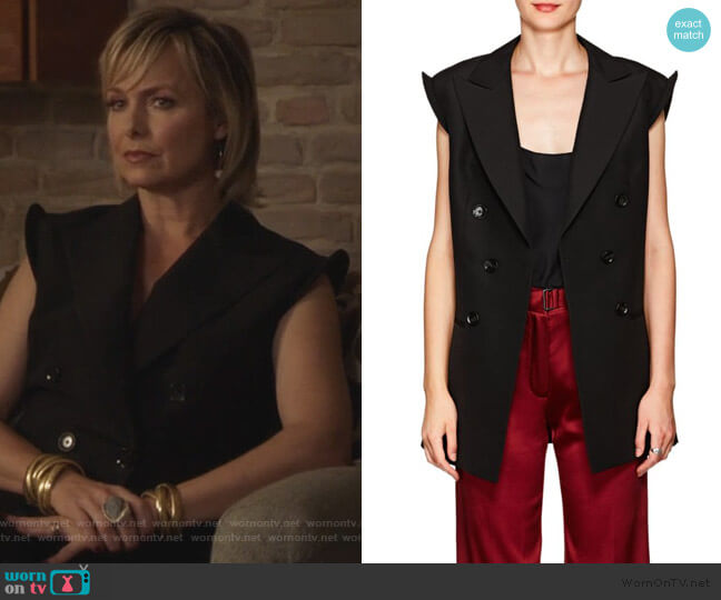 Double Breasted Silk Vest by Akira Naka worn by Jacqueline (Melora Hardin) on The Bold Type