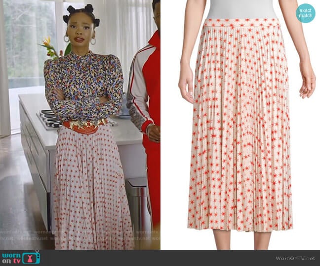 Star Print Pleated Skirt by Beatrice B worn by Monica Colby (Wakeema Hollis) on Dynasty