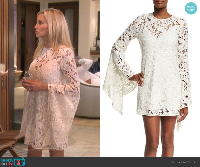 Farrow Bell-Sleeve Lace Cocktail Dress by Camilla and Marc worn by Camille Grammer on The Real Housewives of Beverly Hills