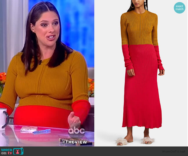 Colorblocked Cotton Sweaterdress by Cedric Charlier worn by Abby Huntsman on The View