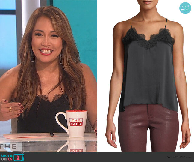 The Racer Silk Cami by Cami NYC worn by Carrie Inaba on The Talk