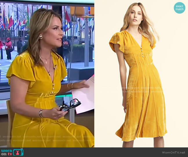 WornOnTV: Savannah’s yellow velvet dress on Today | Savannah Guthrie ...