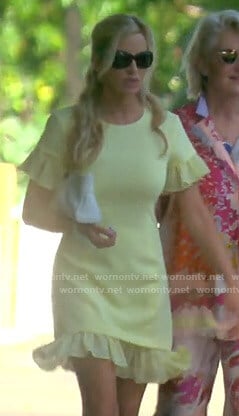 CAmille's yellow dress with pleated trim on The Real Housewives of Beverly Hills