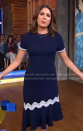 Cecilia’s navy astmmetric dress on Good Morning America