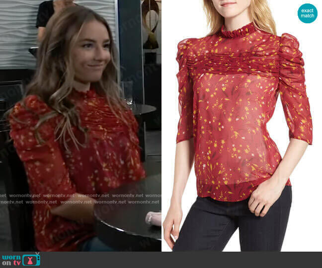Chelsea28 Shirred Ruffle Neck Top worn by Kristina Corinthos (Lexi Ainsworth) on General Hospital