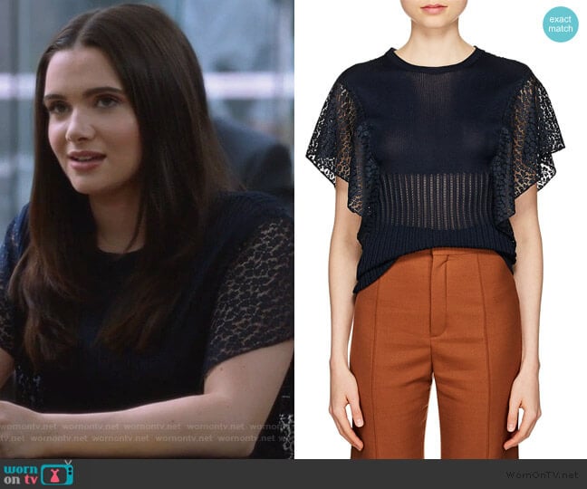 Knit & Lace Top by Chloe worn by Jane Sloan (Katie Stevens) on The Bold Type