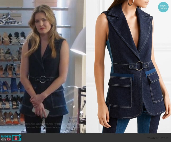 Two-tone Denim Vest by Chloe worn by Sutton (Meghann Fahy) on The Bold Type