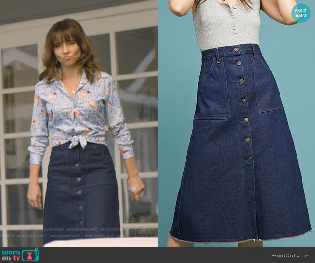 Anouk Buttondown Skirt by Citizens of Humanity worn by Judy Hale (Linda Cardellini) on Dead to Me