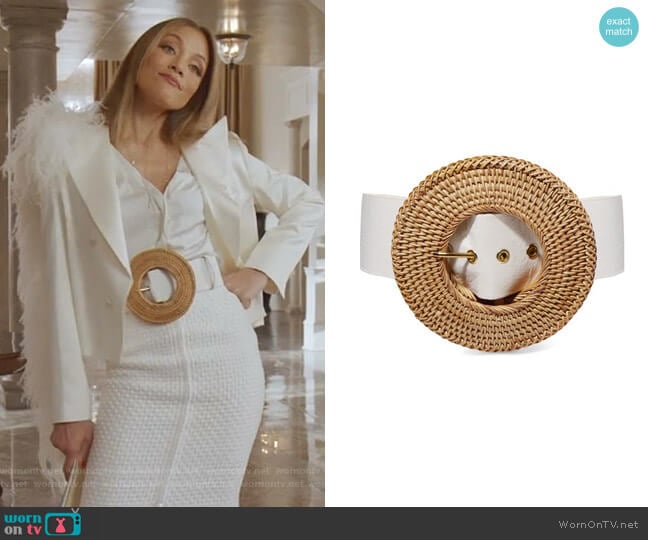 Gemma Leather and Rattan Belt by Cult Gaia worn by Dominique Deveraux (Michael Michele) on Dynasty