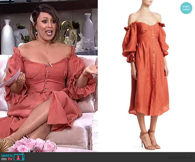 Simona Textured Jacquard Dress by Cult Gaia worn by Tamera Mowry  on The Real