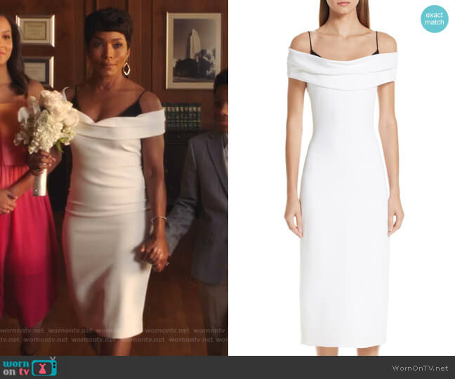 Layered Off the Shoulder Dress by Cushnie worn by Athena Grant (Angela Bassett) on 9-1-1
