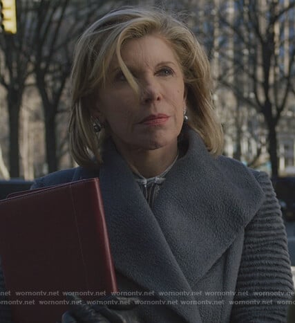 Diane's gray ribbed sleeve coat on The Good Fight