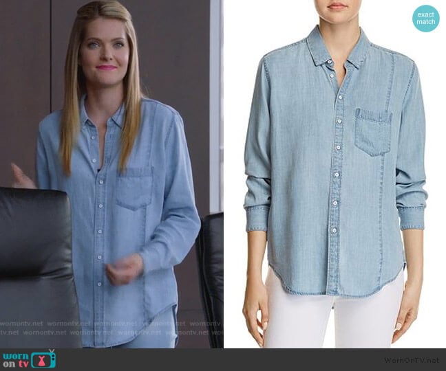 Nassau & Manhattan Chambray Shirt by DL1961 worn by Sutton (Meghann Fahy) on The Bold Type