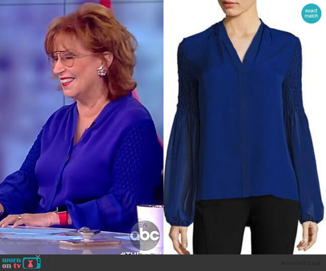 Smocked Georgette Silk Blouse by Elie Tahari worn by Joy Behar on The View