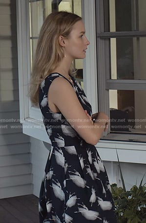 Elle’s black ballerina print dress on The Society