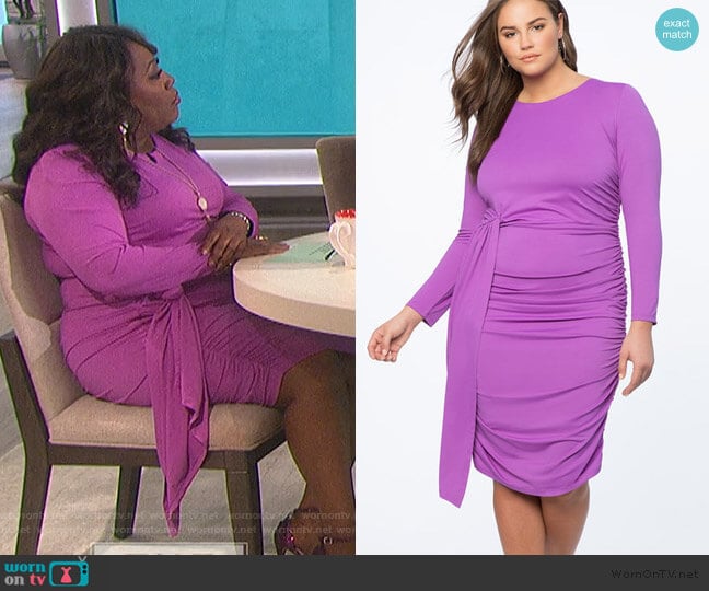 Ruched Dress with Skirt Overlay by Eloquii worn by Sheryl Underwood on The Talk