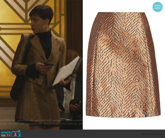 Animal Jacquard A-Line Skirt by Emporio Armani worn by Lucca Quinn (Cush Jumbo) on The Good Fight