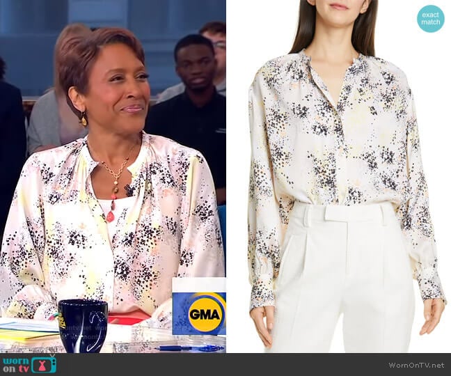 Causette Print Silk Blouse by Equipment worn by Robin Roberts on Good Morning America