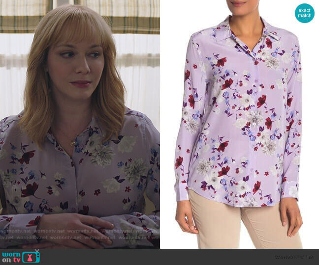 Essential Orchid Blouse by Equipment worn by Beth Boland (Christina Hendricks) on Good Girls