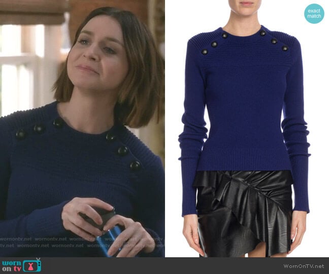 Koyle Sweater by Etoile Isabel Marant worn by Amelia Shepherd (Caterina Scorsone) on Greys Anatomy