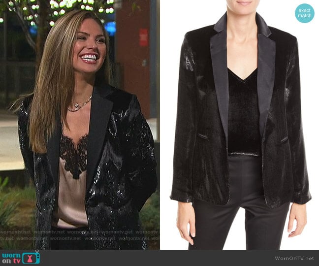 Metallic Satin Single-Button Blazer by Frame worn by Hannah Brown on The Bachelorette