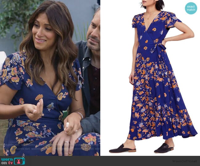 Gorgeous Jess Floral Wrap Maxi Dress by Free People worn by Colleen Brandon-Ortega (Angelique Cabral) on Life in Pieces