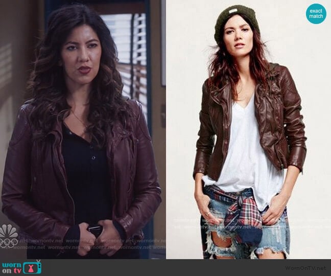 Free People Vegan Leather Hooded Motorcycle Jacket worn by Rosa on Brooklyn Nine-Nine